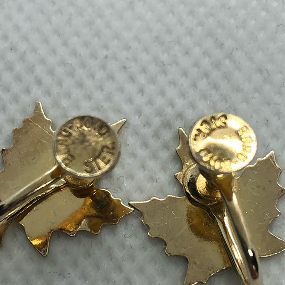 Vintage Bond Boyd 925 Brooch and screw back earrings Maple Leaf Floral. - Picture 5 of 6